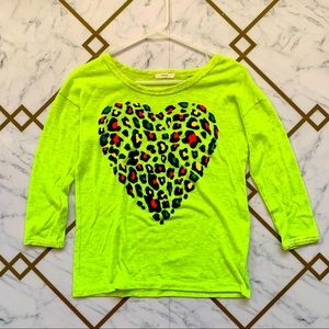 Kids Neon Leopard Heart Top